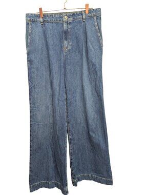 Lauren Ralph Lauren WIDE Leg Jeans Denim Trousers Blue Size 12 - Cuffs 13 inches